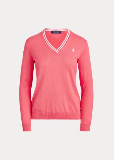 Dámské Svetr Ralph Lauren Cotton V-Neck Golf - 04362-AFVC